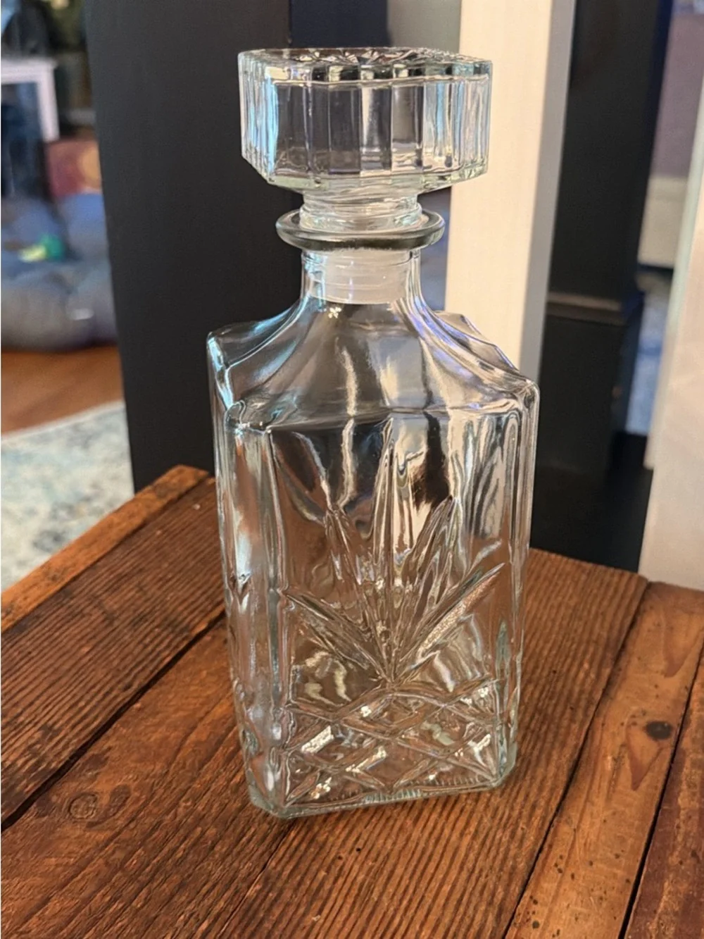 Stunning gothic farmhouse glass tequila decanter